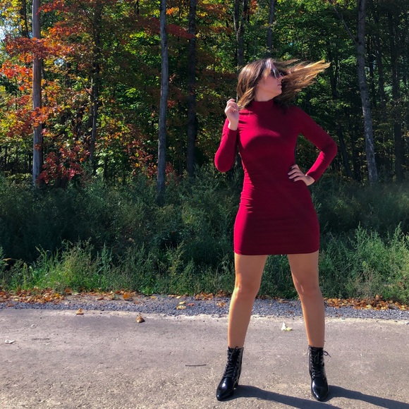 Dynamite Bodycon Mock Neck Mini Dress - Picture 2 of 6